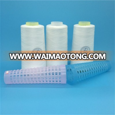 Plastic cone raw white sewing 30s 100% ring spun polyester yarn undyed